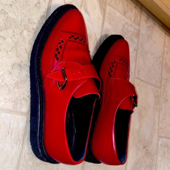Saint Laurent Red Leather Loafers - Picture 3 of 5